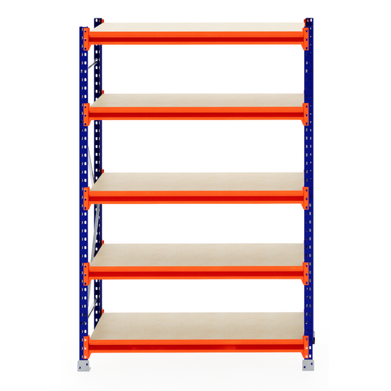 RackZone Longspan Shelving 600mm with laminated timber shelves, starter unit.