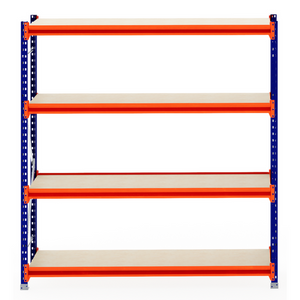 RackZone Longspan 600mm Shelving with 4 tiers, laminated timber shelves.