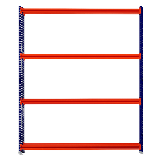RackZone Tyre Racking 400mm Depth Starter, blue frame with orange shelves.