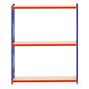 RackZone Longspan Shelving 600mm Laminated Timber Starter with orange beams.