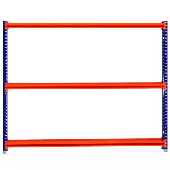 RackZone Tyre Racking 400mm Depth - Starter with blue frame, orange shelves.