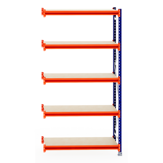 RackZone Longspan Shelving Extender, 600mm depth, with laminated timber shelves.