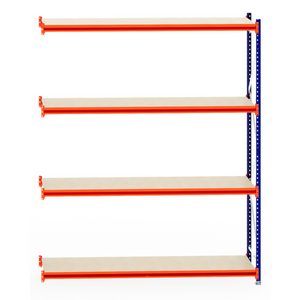 RackZone Longspan Shelving 600mm Depth, Laminated Timber, Extender shown.