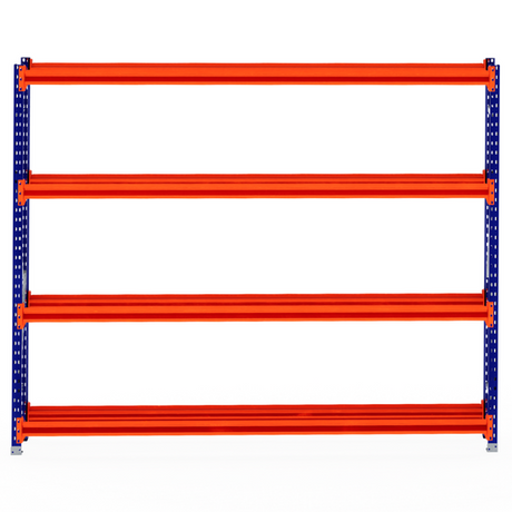 RackZone Tyre Racking 400mm Depth Starter with orange shelves, blue frame.