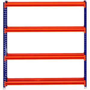 RackZone Tyre Racking 400mm Starter with 4 orange shelves, blue beams.