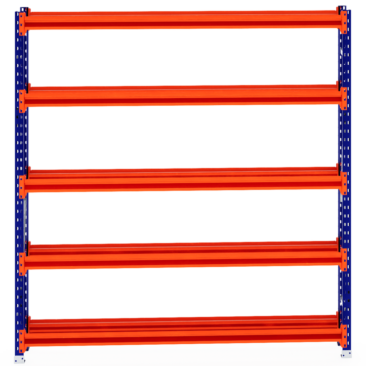 RackZone Tyre Racking 400mm Depth - Starter with orange shelves, blue frame.