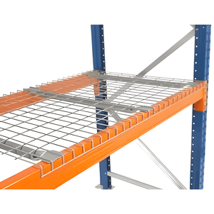 Close-up of RackZone Mesh Deck 3.6m x 1100mm 1000kg Galvanise shelf unit.