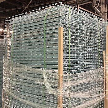 RackZone Mesh Deck Half Pallet Deal (36x 1324x1110mm, 1000kg) for shipping/storage.