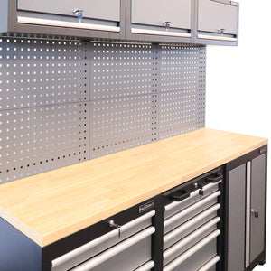 RackZone Modular Workstation System 1 with wood top, slides & floor cabinet.