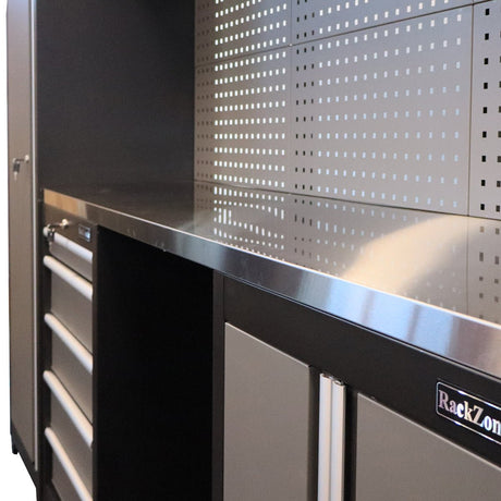 RackZone Modular Workstation System 1 with ball bearing slides and pegboard.