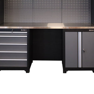 RackZone Modular Workstation System 5 with right cabinet doors and slides.