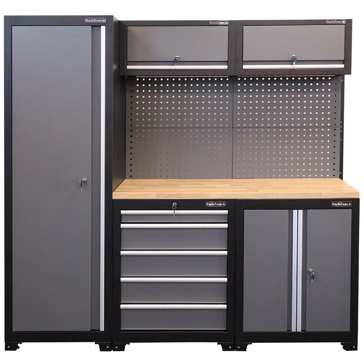 RackZone Modular Workstation System 6 with modular cabinet and ball bearing slides.