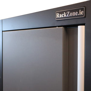 Close-up of Modular Workstation System 7 by RackZone with label on top right.