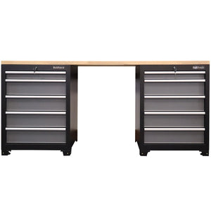 RackZone Modular Workstation System 9: black drawers, ball bearing slides, wood top.