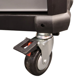 Close-up of a RackZone 12 Drawer Industrial Cabinet c/w Castors with brake.