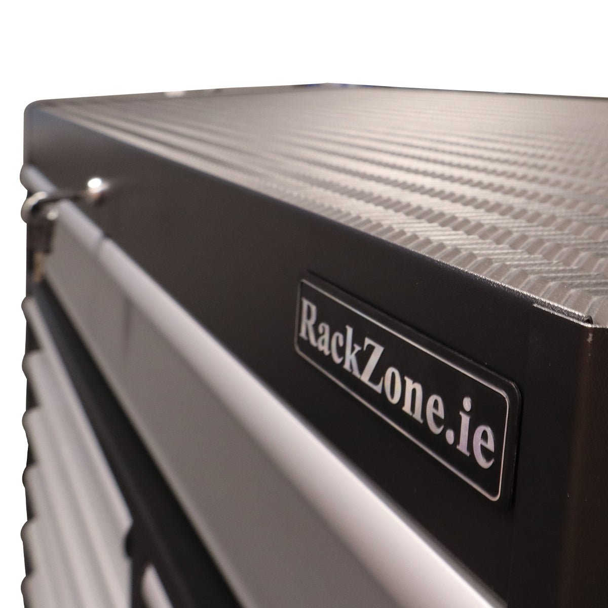 Close-up of a RackZone 12 Drawer Industrial Cabinet with castors.