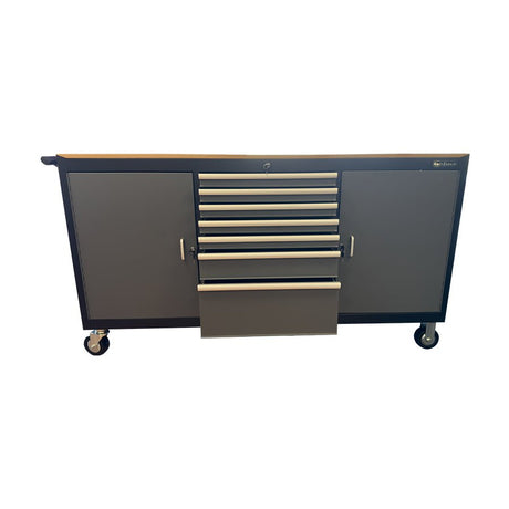RackZone Modular Workstation Trolley with 8 drawers, one drawer open.