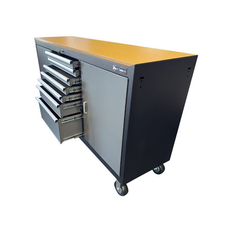 RackZone Modular Workstation Trolley, double door & 8 drawers for workshop storage.