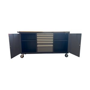 RackZone Modular Workstation Trolley with double doors & 8 drawers, 1880x570x1060.
