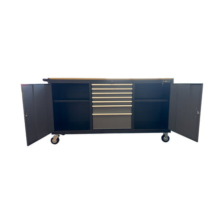 RackZone Modular Workstation Trolley with double doors & 8 drawers, 1880x570x1060.