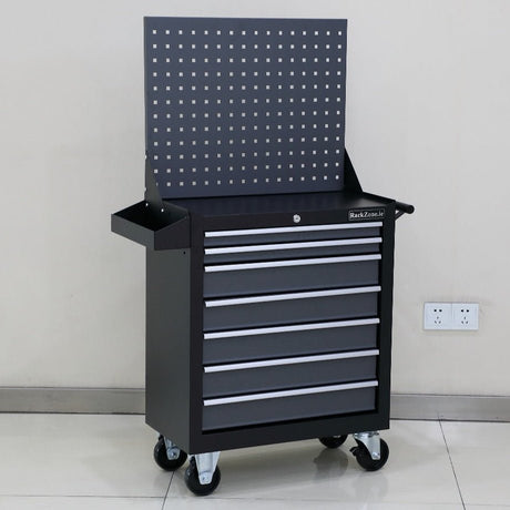 RackZone Modular Workstation Trolley with Pegboard – 670x375x710, mobile storage.