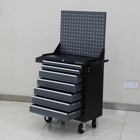 RackZone Modular Workstation Trolley c/w Pegboard, 670x375x710, mobile storage.