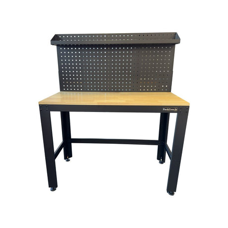 RackZone Modular Workstation with Pegboard, 1280x600x870mm, wood top.