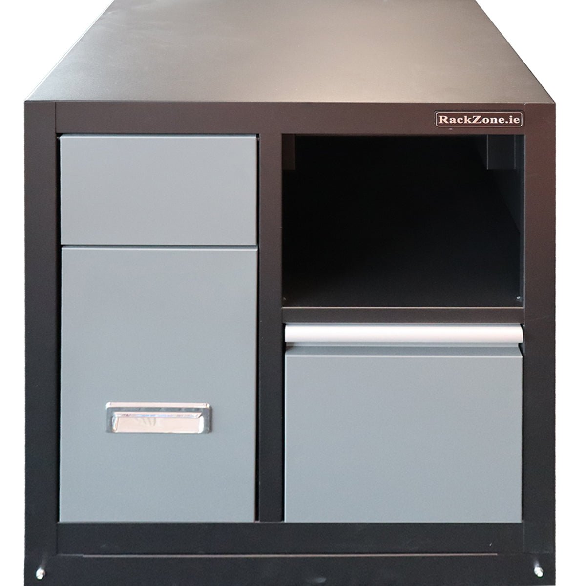 RackZone Modular Workstation Base Cabinet with dustbin & paper towel holder.