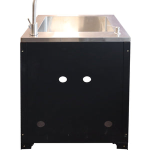 RackZone Modular Workstation Base Cabinet with Stainless Sink & Tap, front view.