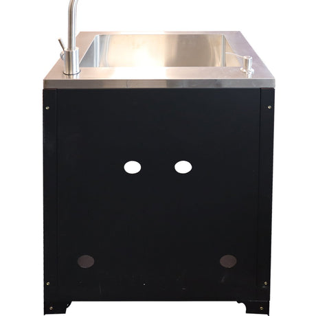 RackZone Modular Workstation Base Cabinet with Stainless Sink & Tap, front view.