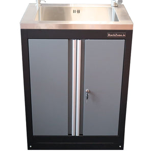 RackZone Modular Workstation Base Cabinet with Stainless Sink & Tap.