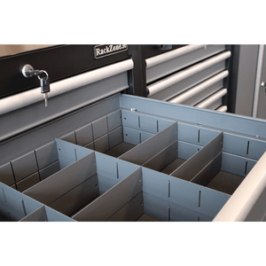 RackZone Modular Workstation Drawer Dividers with key lock and customizable compartments.