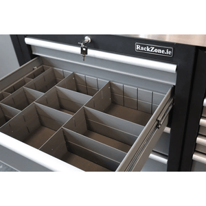 Modular Workstation Drawer Dividers for medium drawers by RackZone.