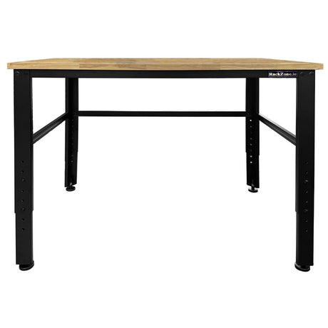 RackZone Adjustable Heavy Duty Workbench with Rubber Wood Top, 1200W x 800D.