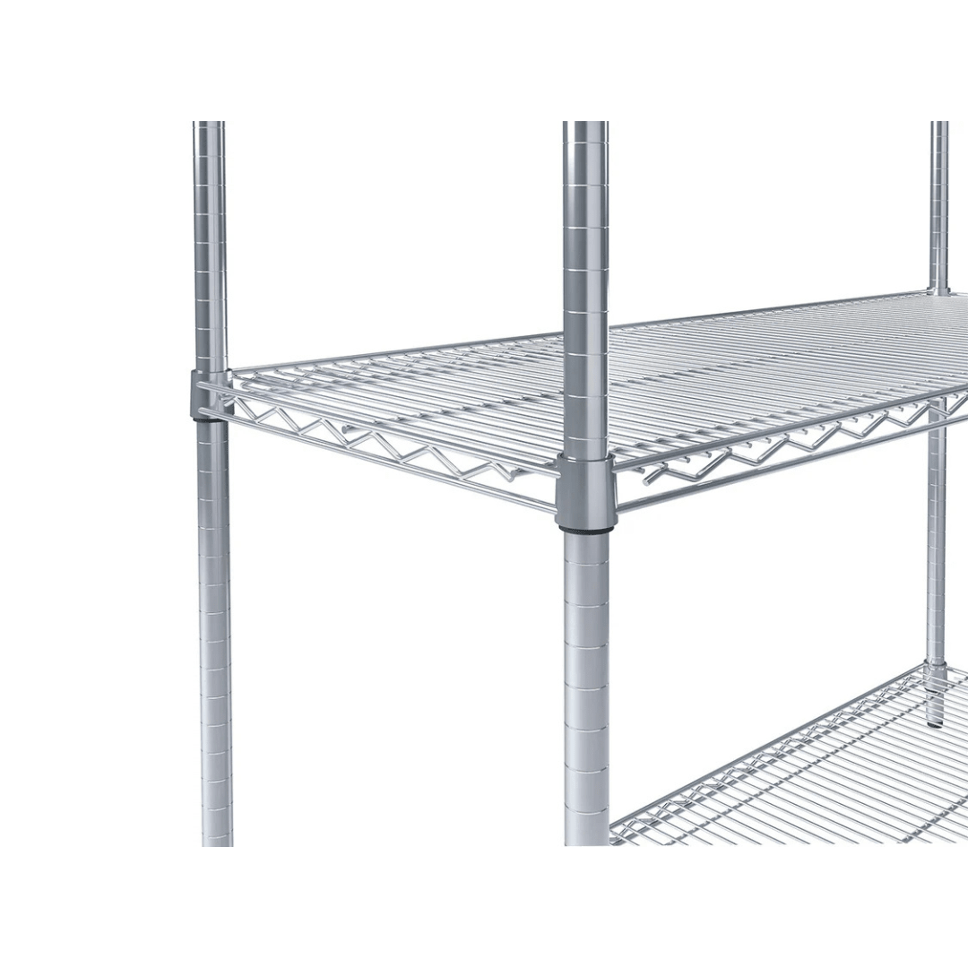 RackZone Wire Stainless Steel Shelving 1830h x 1212w x 458d, 4 adjustable levels.