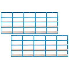 Value Shelving 1780h x 900w x 450d 5 Level 175kg UDL Blue 10 Bay