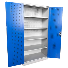 Wall-Zone & Louvred Two Door Storage Cabinet Grey/Blue 1830H x 914W x 457D