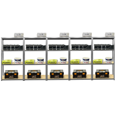 Economy Shelving 1760h x 900w x 300d 5 Level 175kg UDL Galvanise 5 Bay 