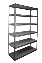 Rivet Shelving 2130h x 1220w x 457d 6 Level Angled 250kg UDL Laminated Timber 5 Bay
