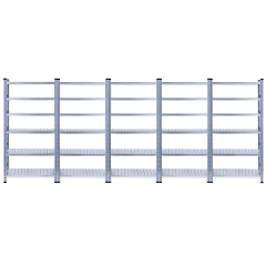 Galvanised Shelving 2500h x 900w x 600d 6 Level 5 Bay 