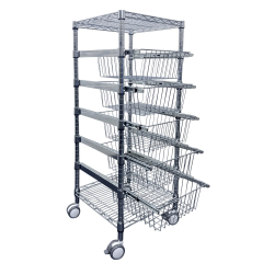 5 Tier Chrome Plated Basket Trolley 1250H x 450W x 450D