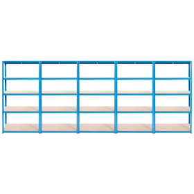 Value Shelving 1780h x 900w x 450d 5 Level 175kg UDL Blue 5 Bay