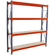 Longspan Shelving 2500H x 1800W x 600D 4 Levels c/w Timber Starter