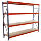 Longspan Shelving 2000H x 2400W x 800D 4 Levels c/w Timber Starter