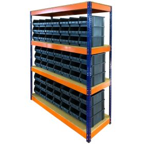 Value Shelving 350KG with 63 storage bins