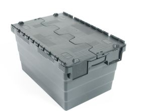 Attached Lid Containers 66L 600w x 400d x 365h Grey