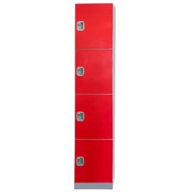 Plastic Locker 4 Door 1970h x 500d x 300w Red