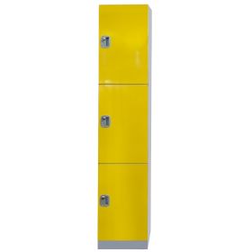 Plastic Locker 3 Door 1970h x 500d x 320w Yellow