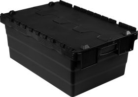 Attached Lid Containers 44L 600d x 400w x 250h Black