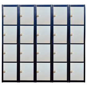Painted Locker 4 Door 1800 x 500 x 300mm c/w Padlock 5 Bay